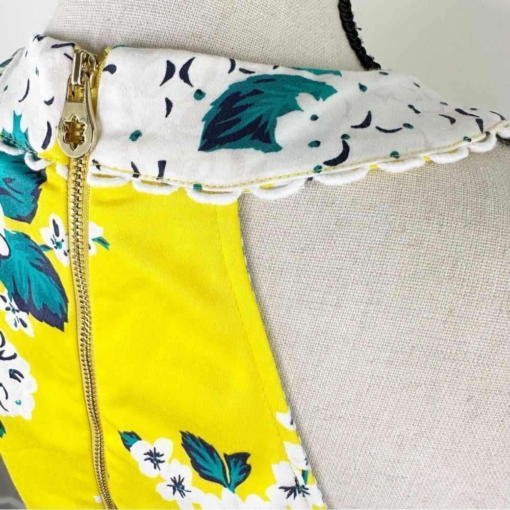 Draper James Lemon‎ Yellow Hydrangea Row Payton Cotton Sun Dress Size 10 - Picture 9 of 16